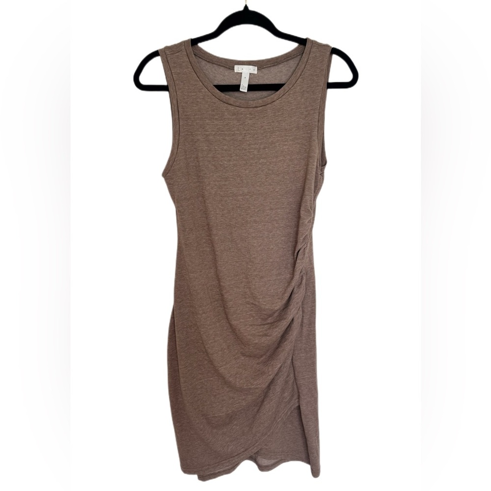 Leith Taupe Sleeveless Ruched Bodycon Dress Women’s Medium